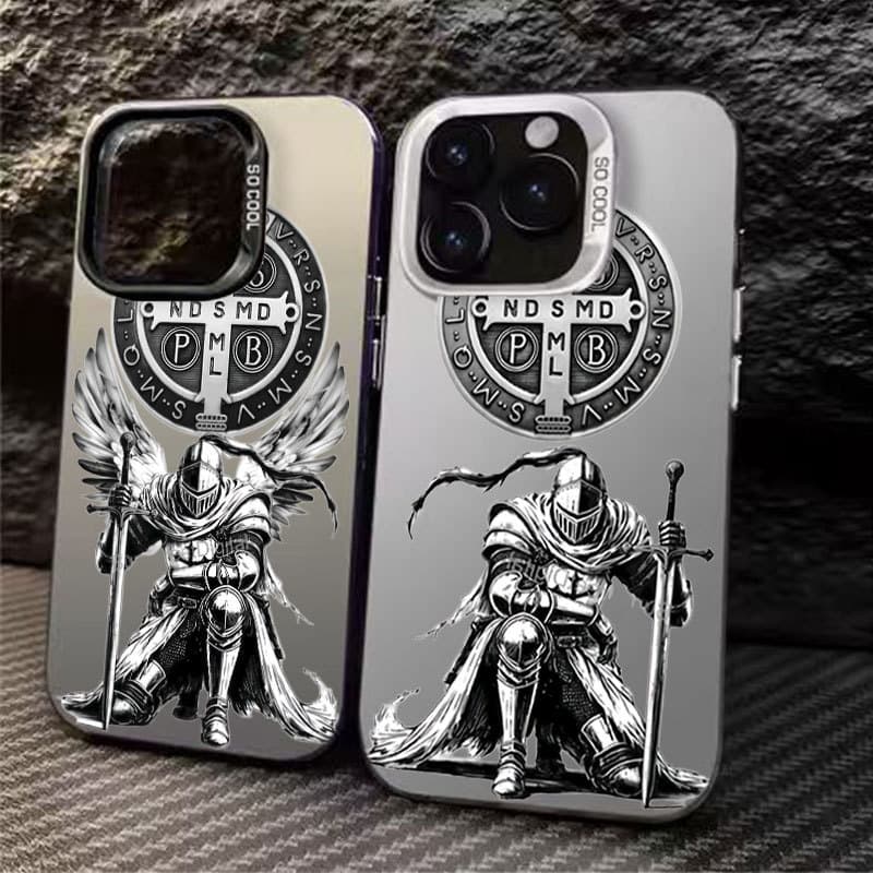 Capinha para iPhone 18/17/16/15/14/13/12 Pro Max Capa para celular Ordem de São Bento Cavaleiro Anjo