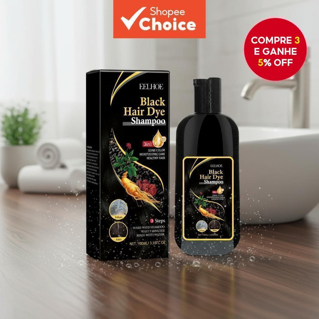  Eelhoe Shampoo Preto, Extrato de Branco para Preto, Suavizante, Limpeza e Hidratante para o Cabelo