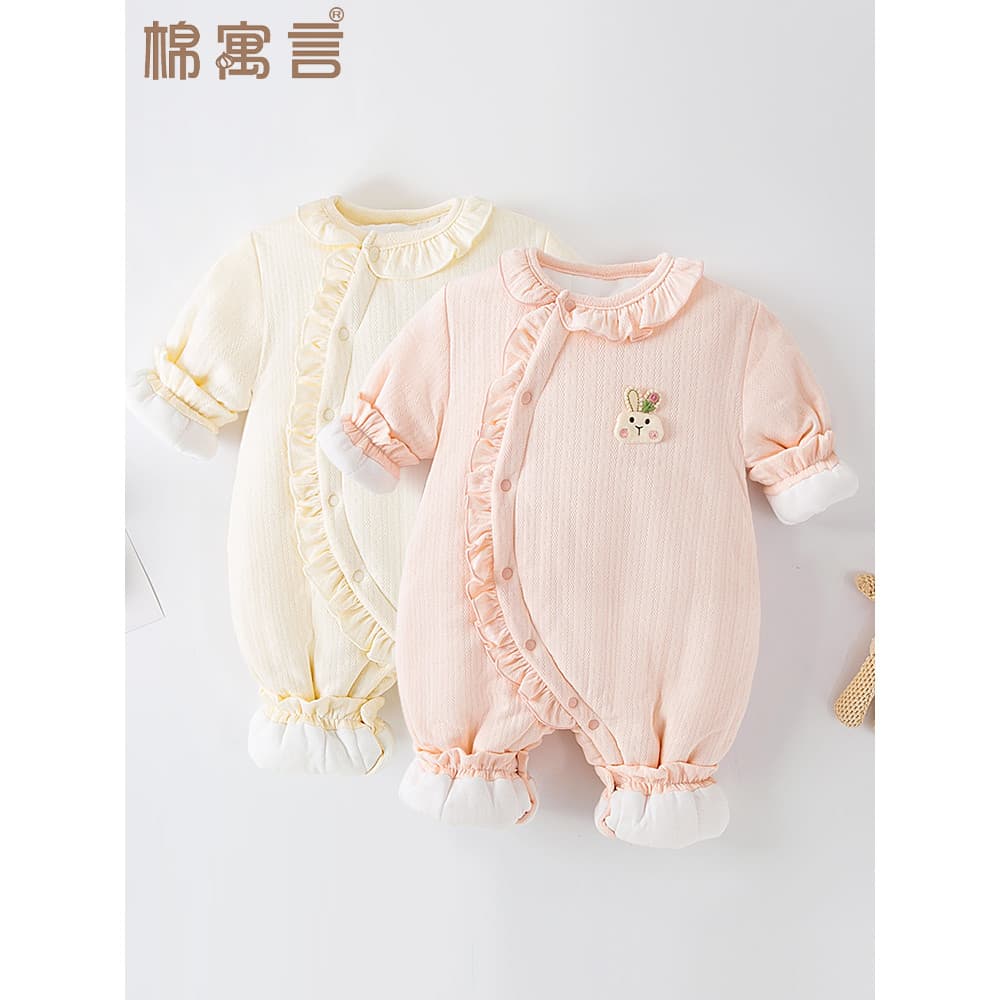 Macacão de bebê inverno roupas infantis bonito menina bebê acolchoado roupas de algodão quente macacão Outing roupas de 