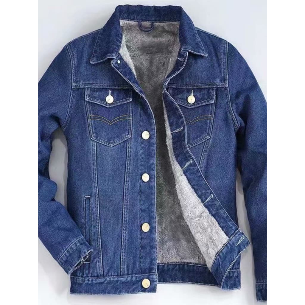 Outono inverno quente Denim jaqueta masculina Street wear Plus Size velo Extra grosso macacão jaqueta masculina trabalho