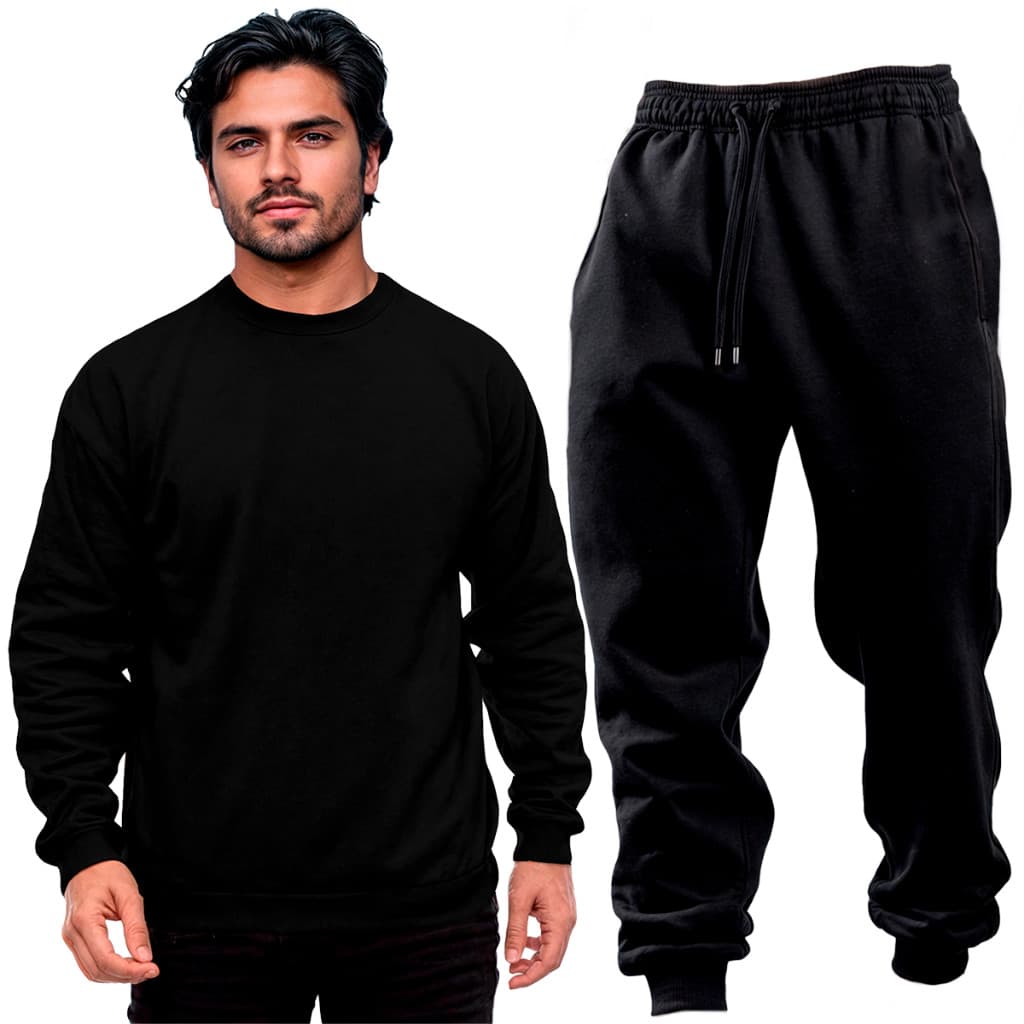 Conjunto Moletom Masculino Feminino Flanelado Calça Moletom Adulto Casual Kit Liso Algodão Esportivo Sem Capuz