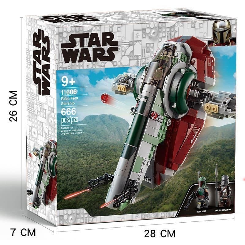 Brinquedos de blocos de montar compatíveis com Lego, série Star Wars, Boba Fett, conjunto educacional infantil de nave e