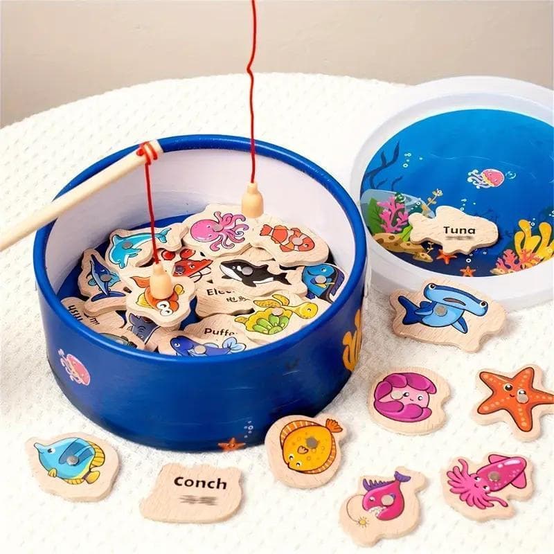 Jogo de Pesca, Brinquedo Interativo de Madeira para Mesa, Brinquedo Educativo para Crianças, Presente de Aniversário par
