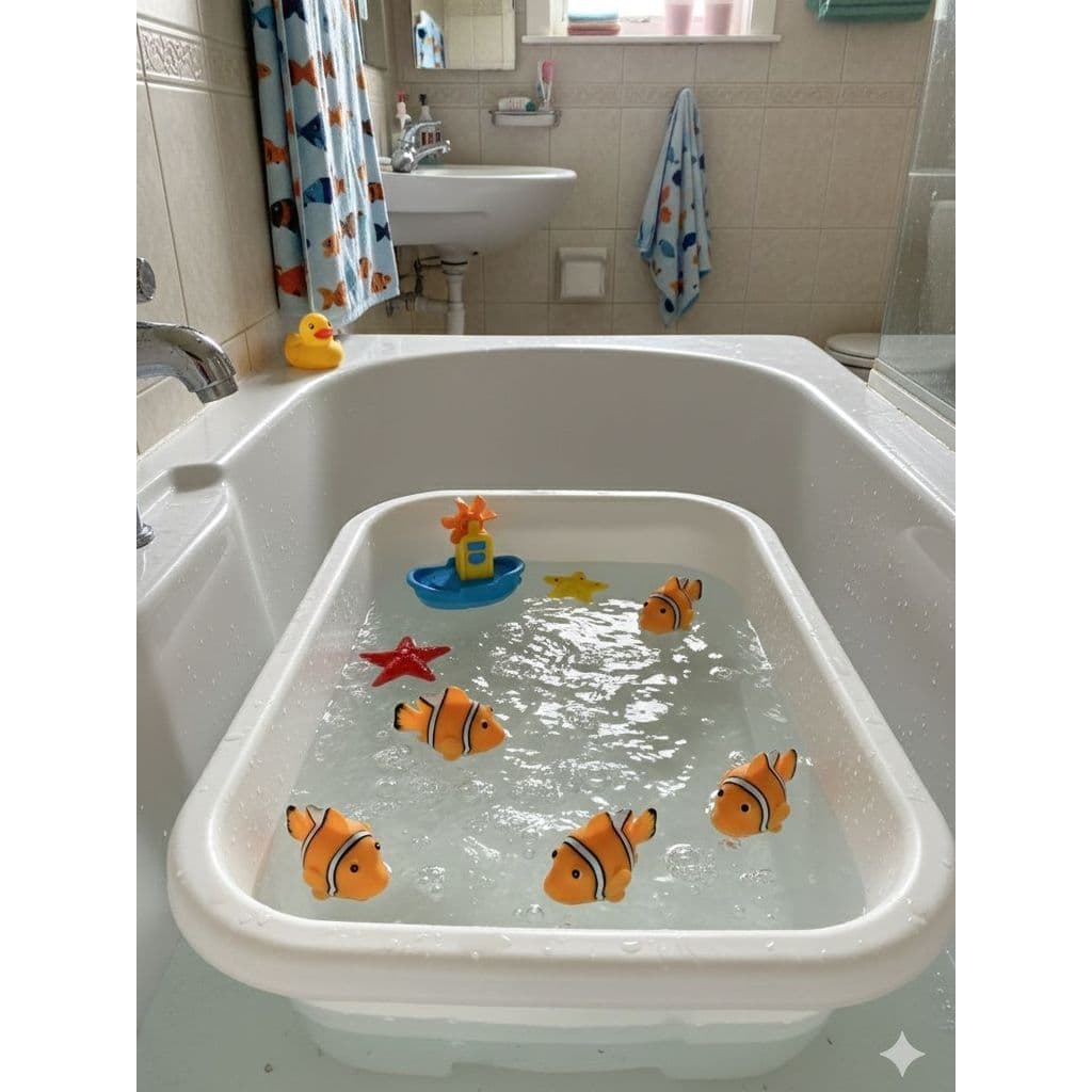Peixinhos com Apito Kit 6 Peças, Diversão para o Bebê no Banho e Piscina, Brinquedo de Bebê, Peixe para Banheira
