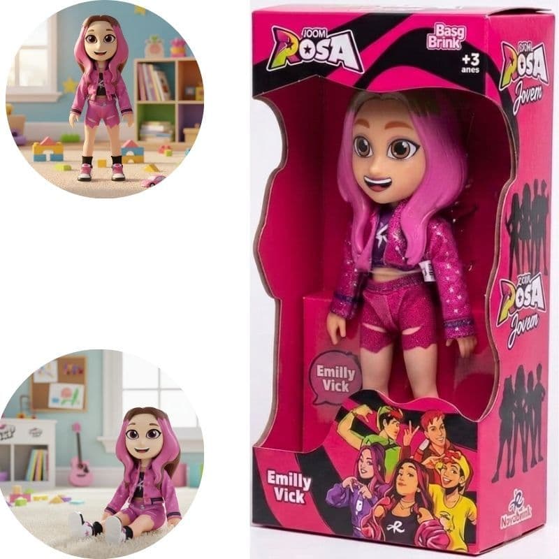 Boneca Articulado Influencer Youtuber Emilly Vick Grupo Dos Rosa Desafio 26cm Baby Bink