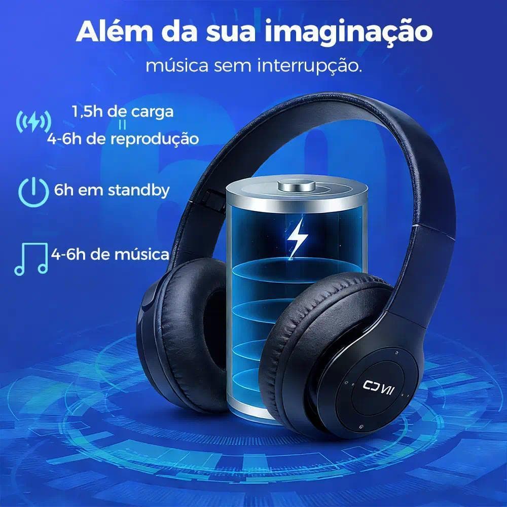 Fone P47 Headphone Sem Fio Estéreo Redução de Ruídos Bluetooth 5.0 Universal mira