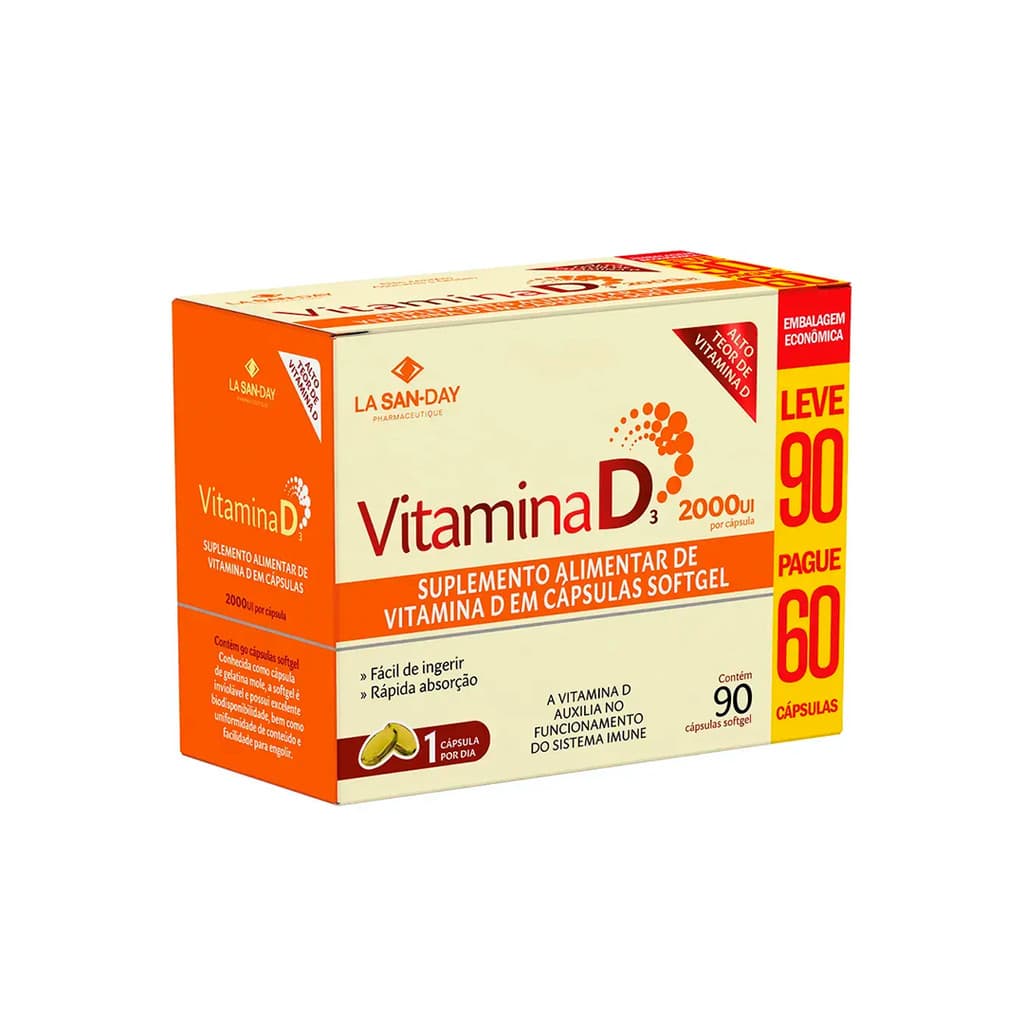 Suplemento Vitamina D3 2000UI - 90 Caps - La San-Day