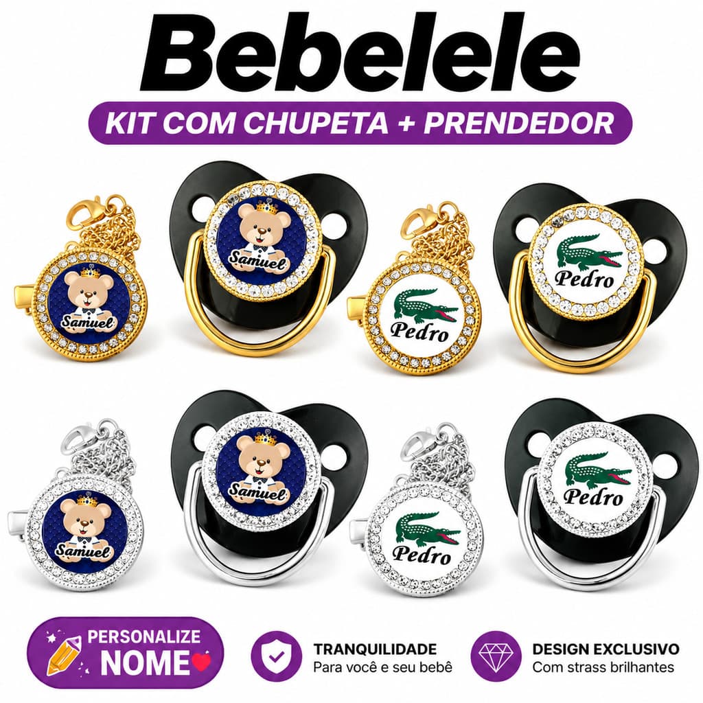 Chupeta de bebê em formato plano, incluindo clipe de chupeta prendedor chupeta para bebe