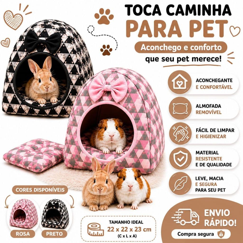 Casinha Toca Para Pet Pequeno Coelho Hamster e Porquinho da Índia Premium