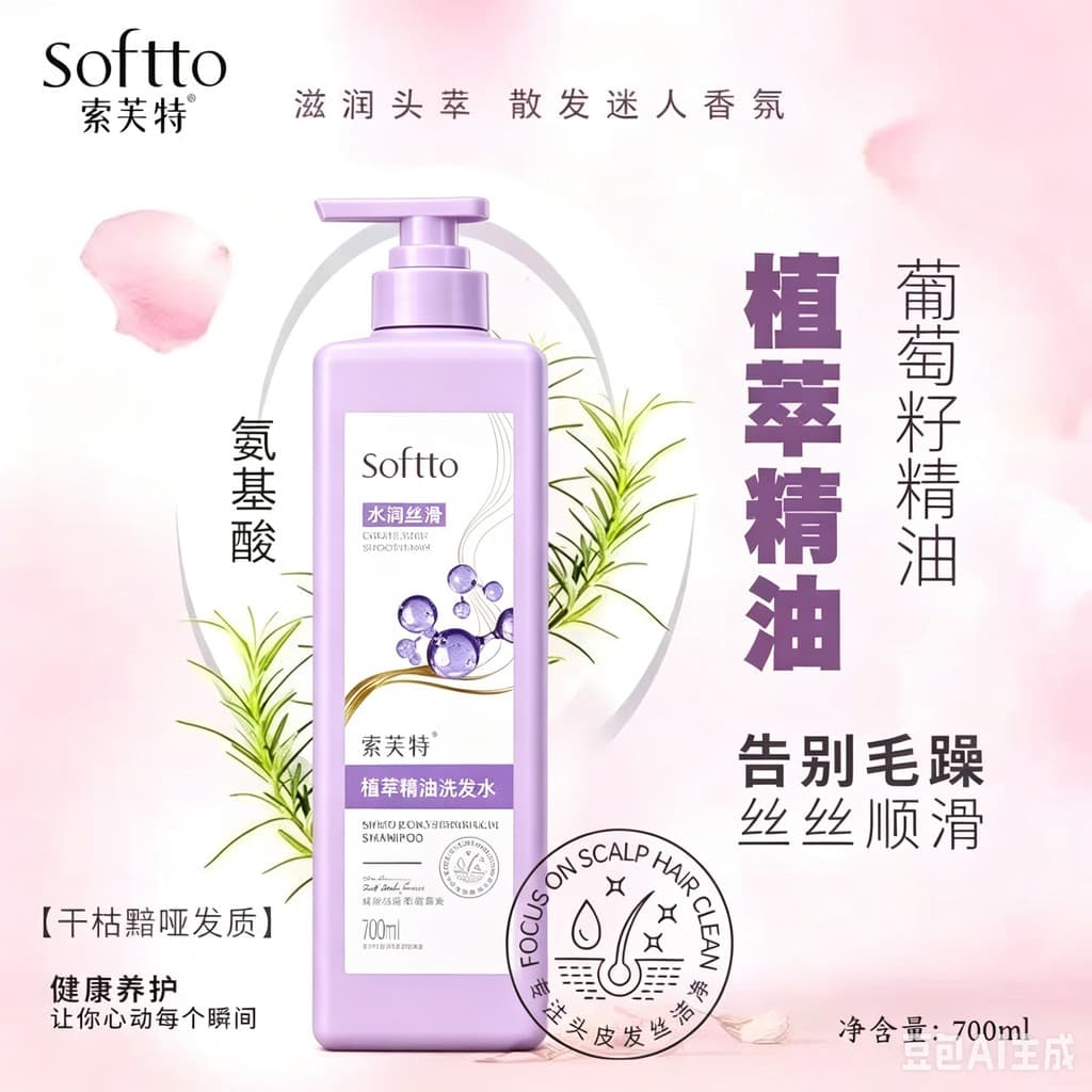 Sophett Extrato Botânico Óleo Essencial Aminoácido Shampoo Cabelo Limpo Suave Sedoso Hidratante Shampoo Nutritivo