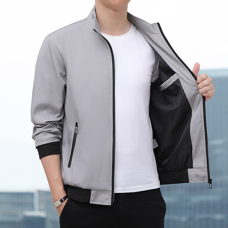 Jaqueta masculina outono novo estilo gola alta jaqueta simples moda masculina novo estilo jovem jaqueta superior