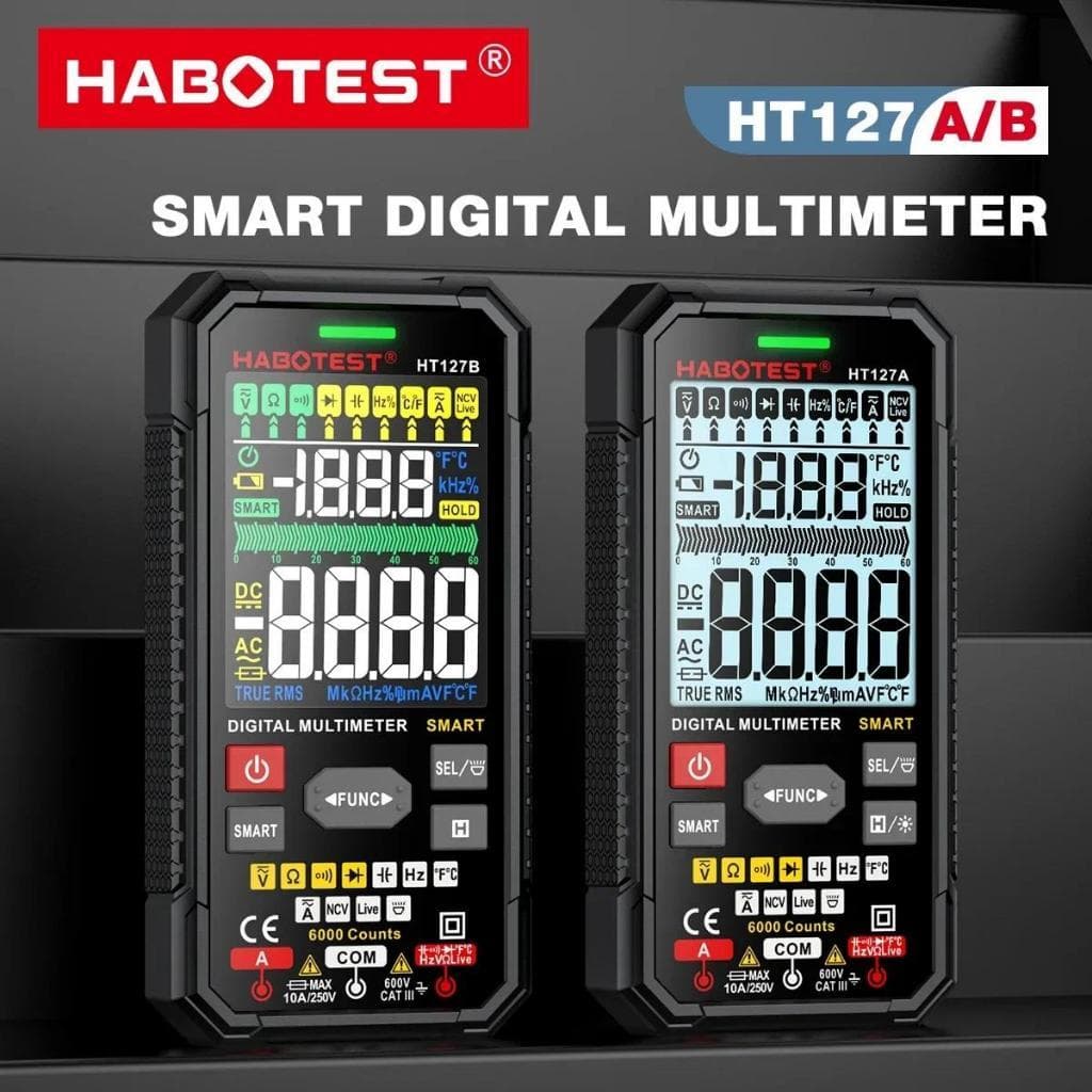 HABOTEST HT127 Multímetro Digital 600V 10A DC AC Capacitância Ohm Diodo multimetro NCV Te