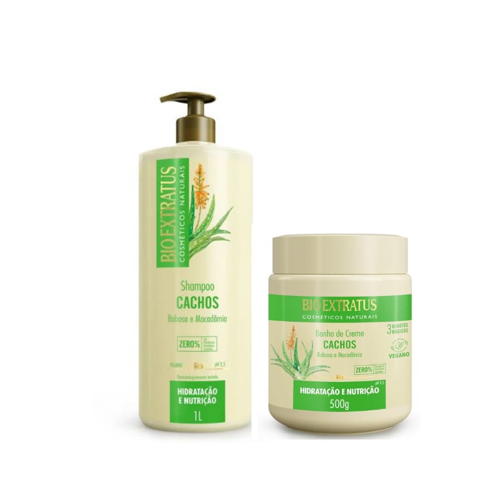 Kit Cachos Bio Extratus Shampoo 1L Máscara Hidratante 500g