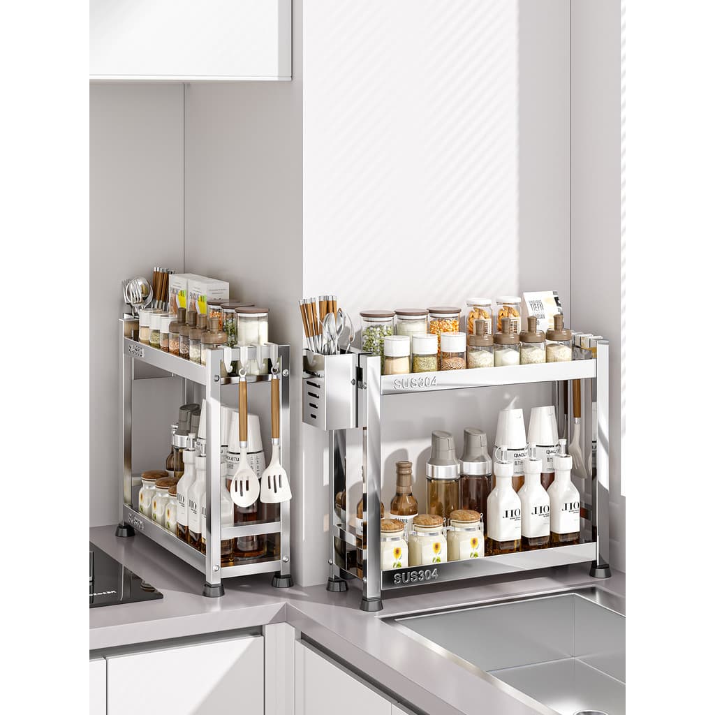 304 rack de tempero de aço inoxidável Ultra-estreito cozinha tempero rack bancada óleo sal molho vinagre condimento rack