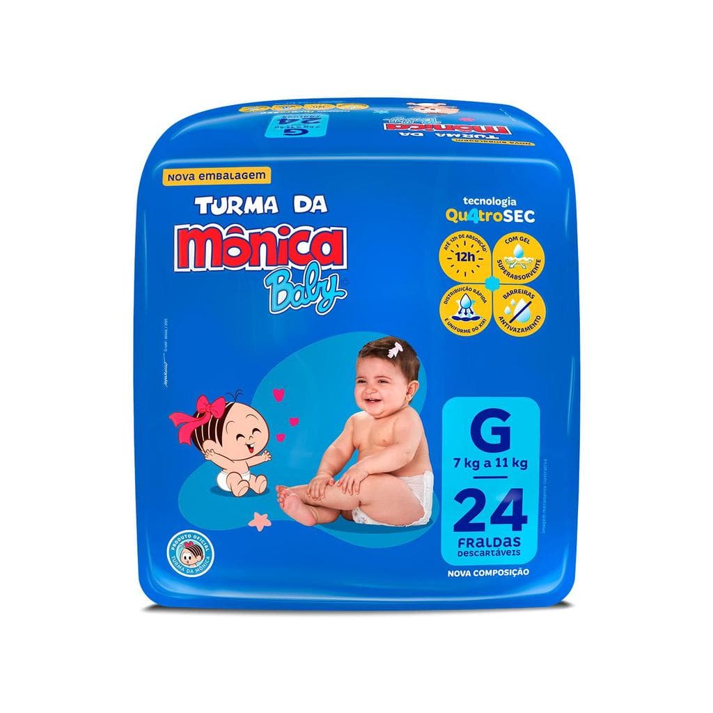 Fralda Turma da Mônica Baby Jumbo G com 24un