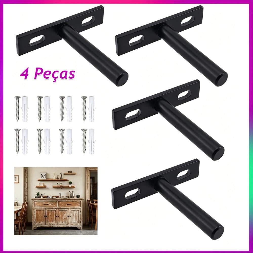Conjunto de 4 suportes para prateleiras de parede suportes flutuantes para uso pesado suportes ocultos e invisíveis