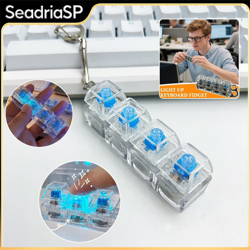 Chaveiro Com Botão De Teclado-Brinquedos Criativos Para Alívio Do Estresse-Brinquedo Mecânico-Clicker Emissor De Luz
