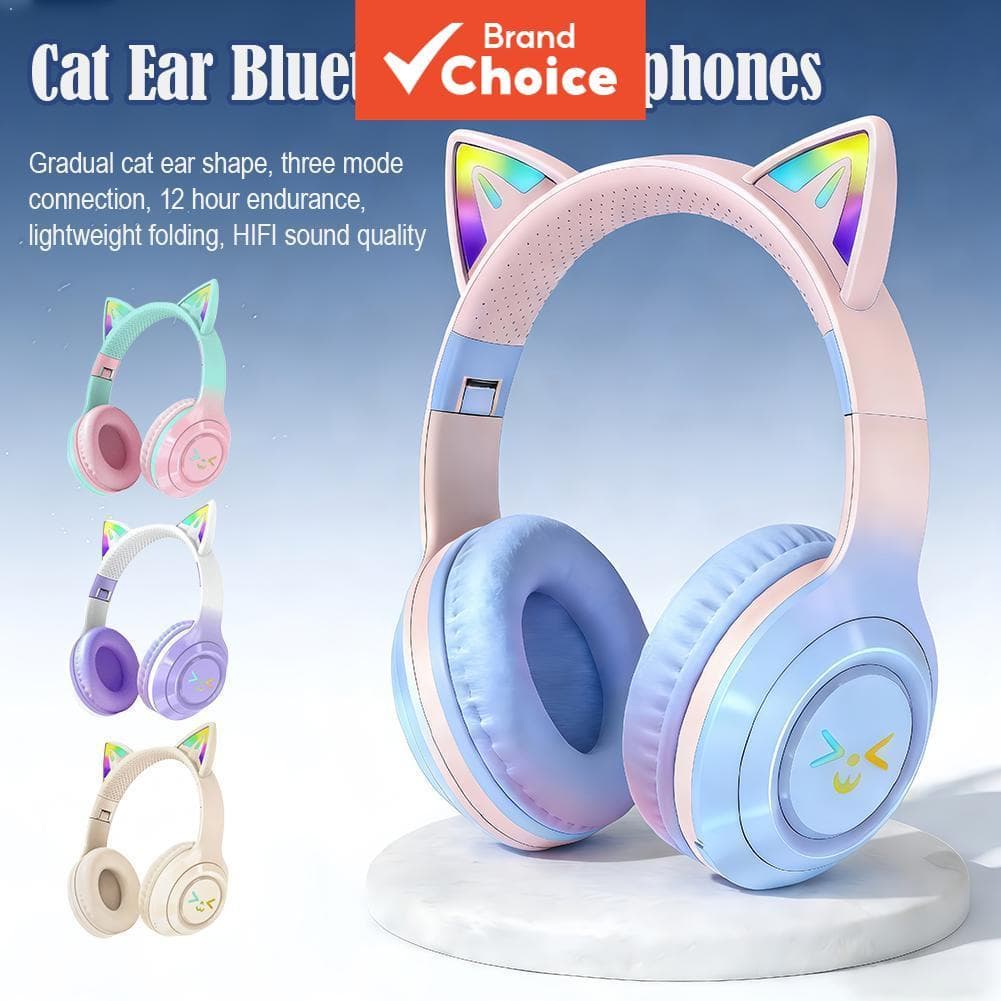 SPRISE BT718 Fones de Ouvido de Orelha de Gato, Bluetooth Sem Fio, Earbuds Over-Ear, Som Estéreo, Fones para Música e