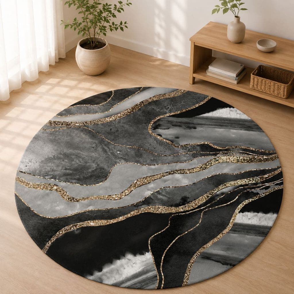 Tapete Redondo Decorativo 88cm Antiderrapante para Sala e Quarto 2194