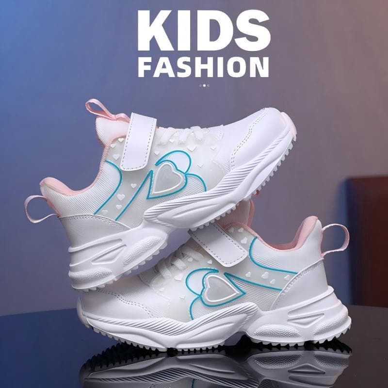 Novo estilo de sapatos de sola macia para meninas, malha leve e confortável, respirável, calçados esportivos para estuda