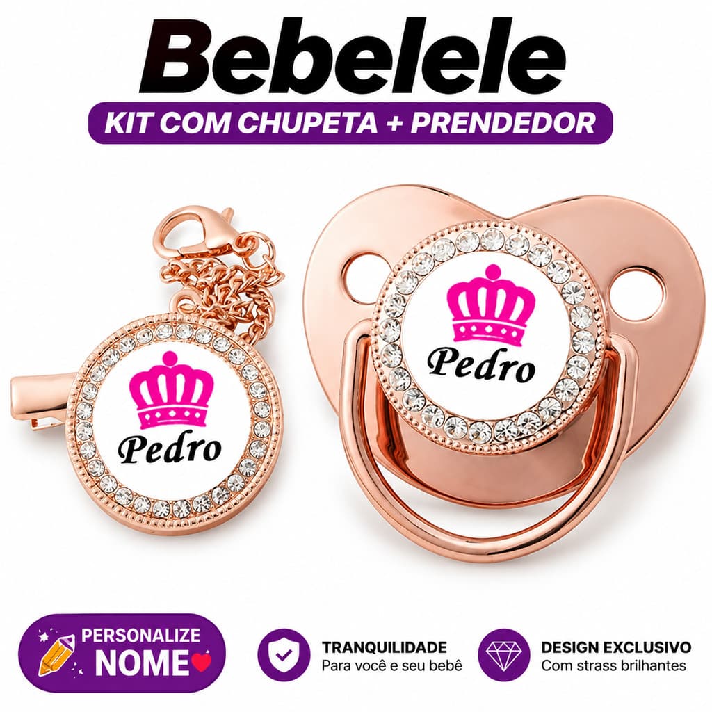 Chupeta plana para bebês, personalizada com nome/foto, vem com chupeta/clipe/corrente/fecho