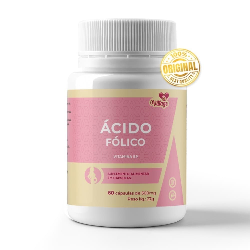 Ácido Fólico vitamina B9, C/60 Cáps VITTAGE original