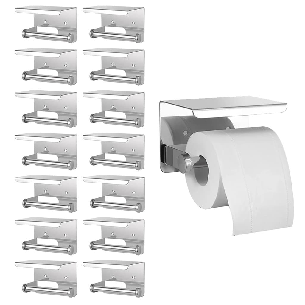 Suporte Papel Higienico Inox Kit 14 Uni Lavabo Banheiro Prateleira Porta Objeto Celular Apoio Suporte Parede