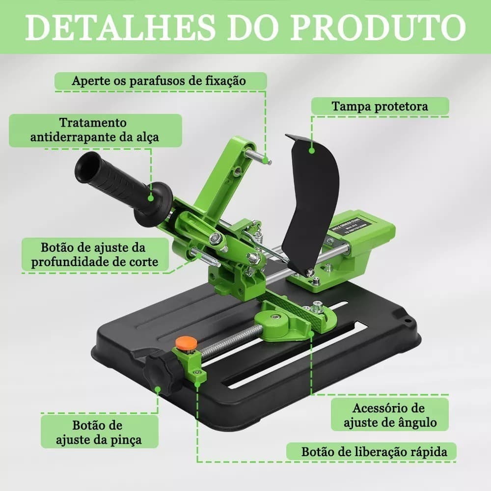 Supporte de esmerilhadeira angular de varinha de tração de alta precisão | Permite cortes profissionais a 45°