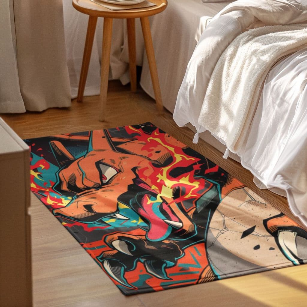 Tapete Sala Quarto Grande 118x70cm Decoração Antiderrapante Macio Pokemon