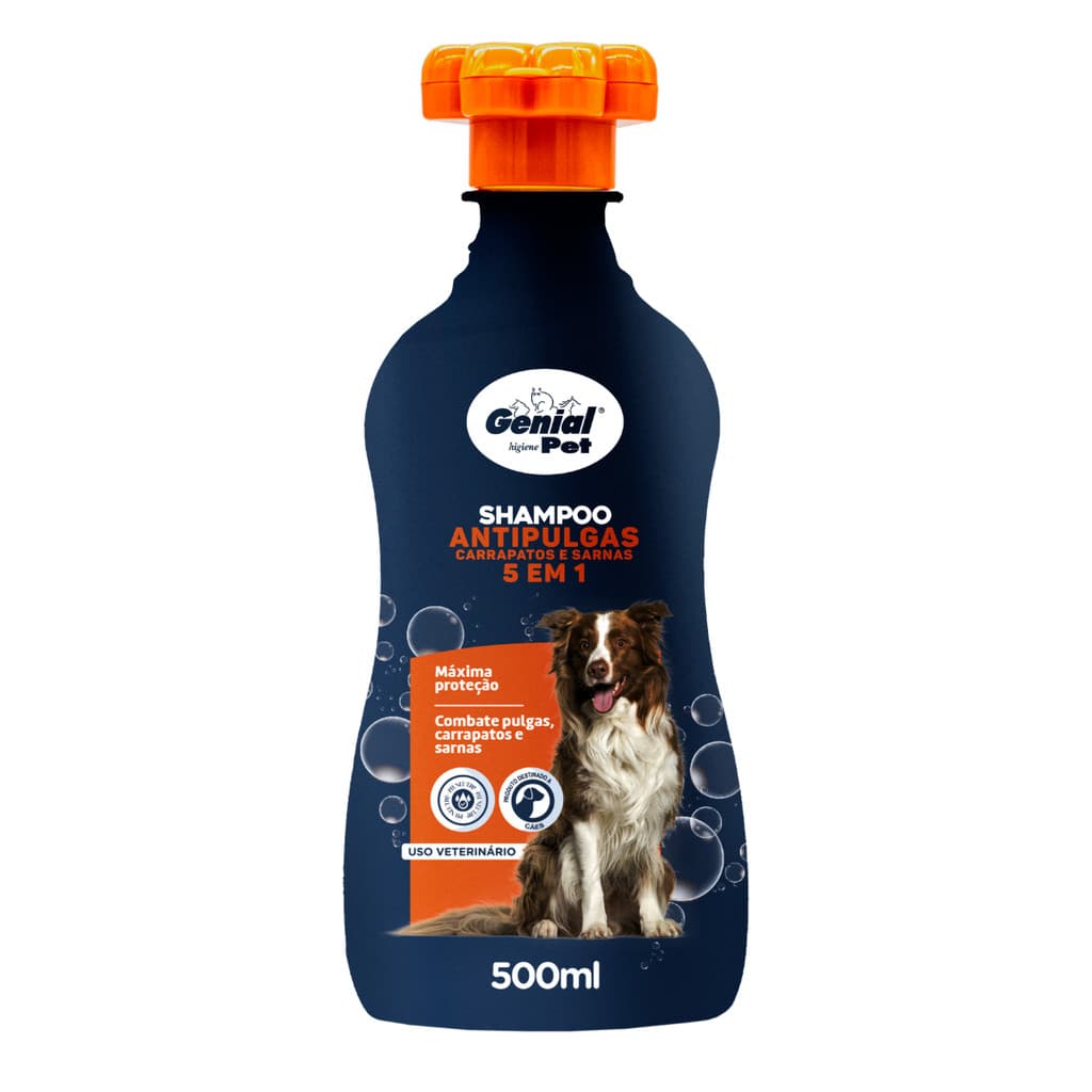 Shampoo Anti Pulgas Carrapatos e Sarnas para Cachorro 5 em 1 500ML Pet Shop Genial Pets