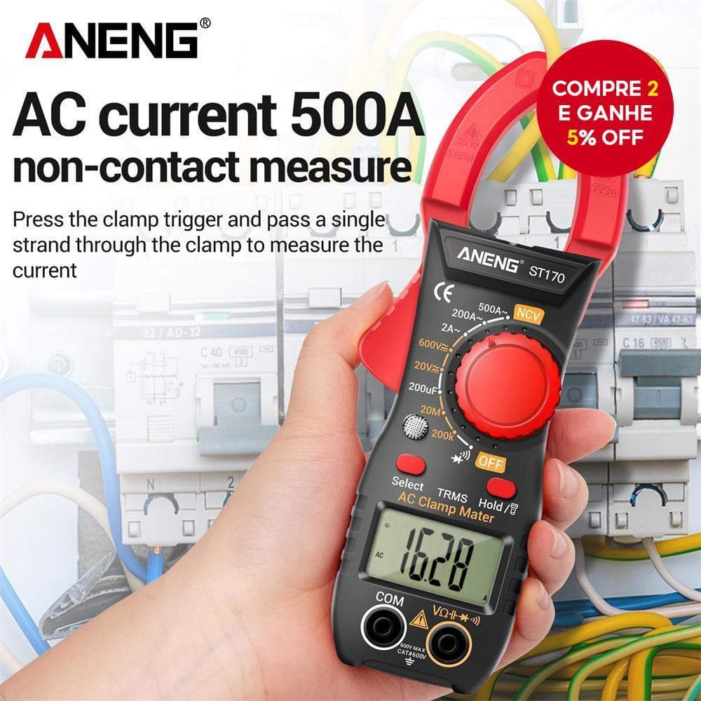 ANENG One Set ST170 Alicate Amperímetro Digital , 1999 Contagens Tensão AC/DC NCV Alta Precisão Sem Contato 500A Diodo C