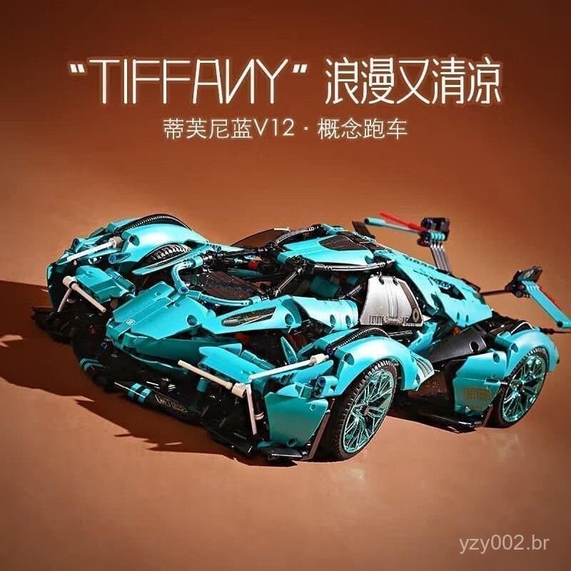 Mais de 1200 Peças de Blocos de Montar Compatíveis com Lego, Supercarro V12 Lamborghini, Brinquedo Educativo para Crianç