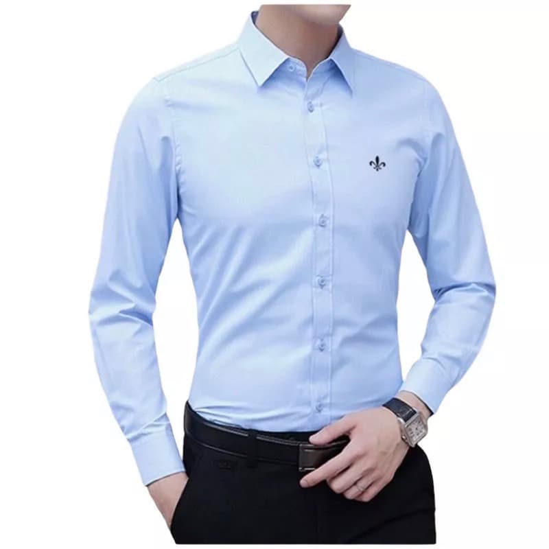 Camisa Social Masculina Azul Bebê Slim Fit Manga Longa Premium Elegante