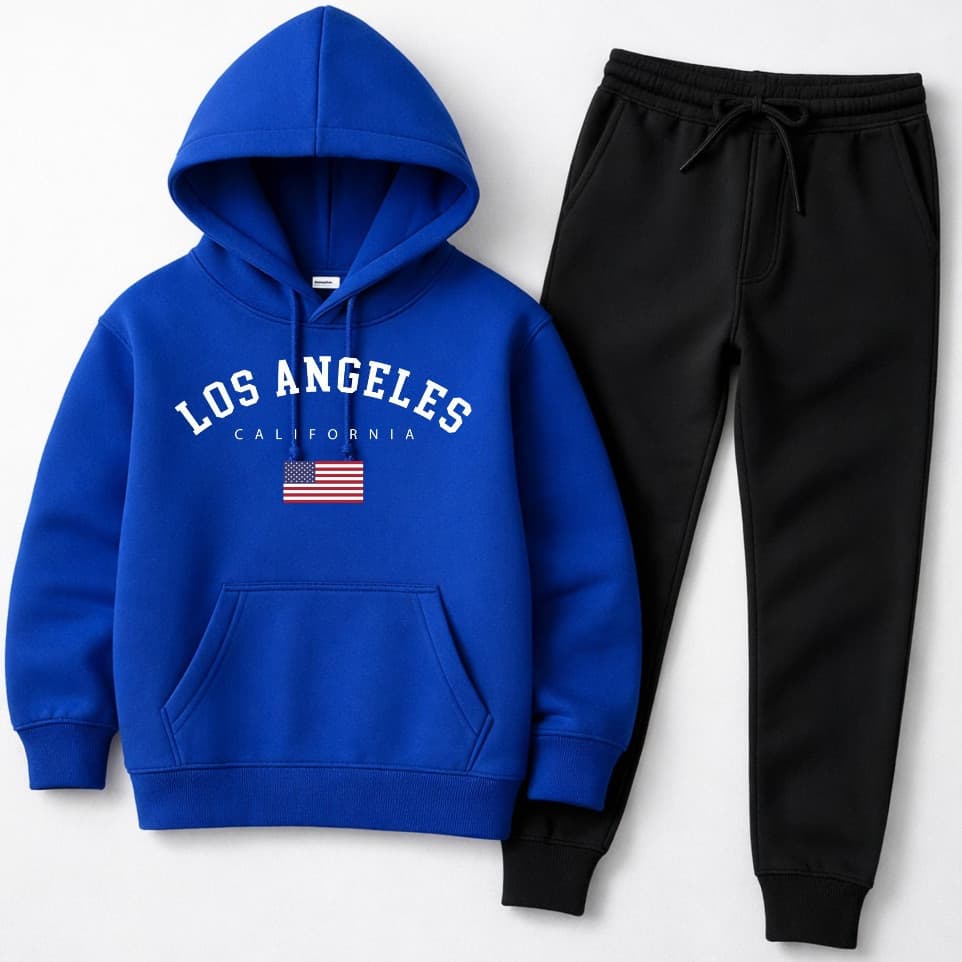Conjunto Moletom Infantil PREMIUM Flanelado e Calça Estampado Los Angeles Quentinho Confortável