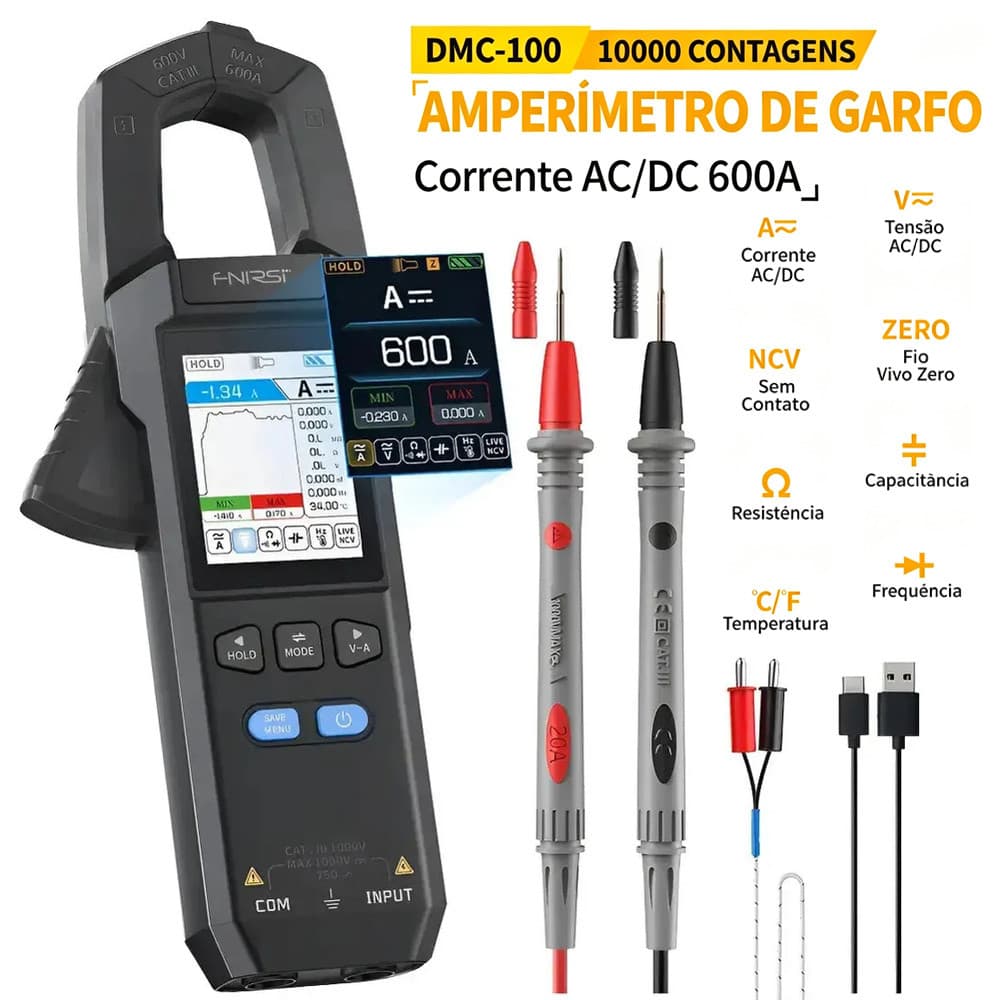 Clamp Meter Digital 9999 Contagens Medidor Corrente Ac/dc,Multímetro De Alicate Totalmente Automático