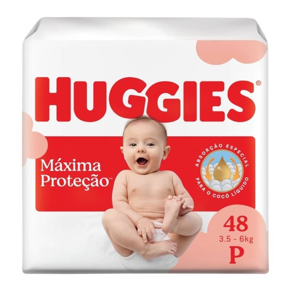 Fralda Huggies Máxima Proteção Mega P Com 48 Unidades