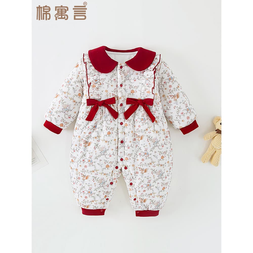 Roupas de algodão do bebê macacão inverno infantil engrossado acolchoado quente roupas da menina do bebê roupas de inver