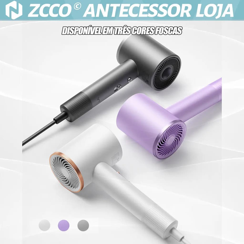 Secador De Cabelo Profissional Supersonic ZCCO 1400W 220V Alta Velocidade Secagem Rápida Doméstico