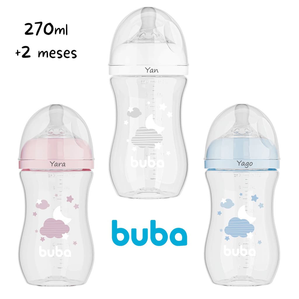 Mamadeira Easy Flow Nuvem +2m 270ml Buba Personalizada Com Nome do Bebê a Laser Enxoval Chá de Bebê