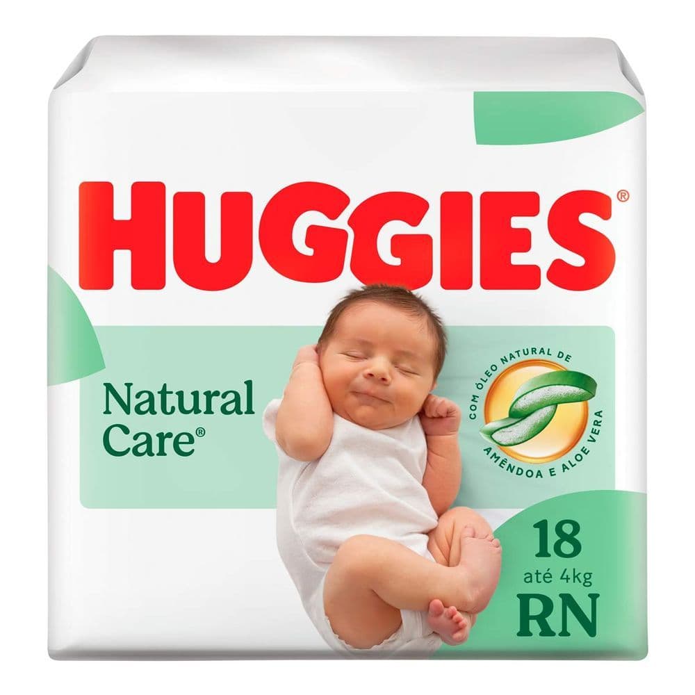 KIT 3 FRALDA HUGGIES NATURAL CARE RECEM NASCIDO 18UNID