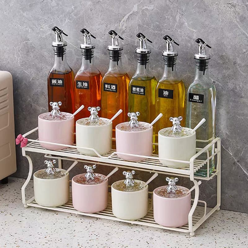 Jarra de tempero de cerâmica, caixa de tempero, jarra de cozinha, condimento de cerâmica, saleiro, óleo, molho de sal, v
