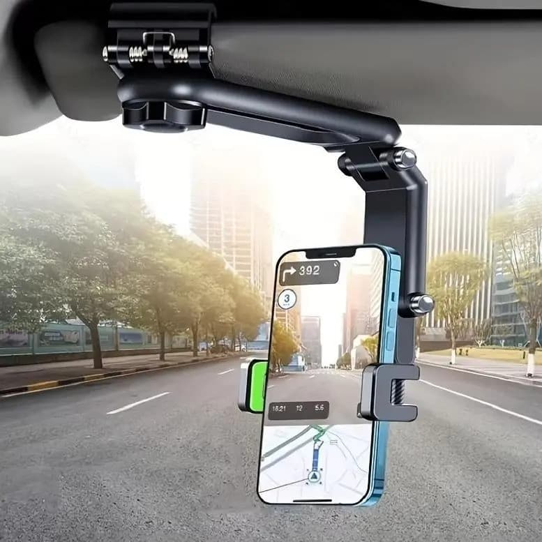 Suporte de Celular para Carro - Braço Longo Ajustável, Braçadeira Segura Antirrisco 360° Rotativa, Suporte de Celular