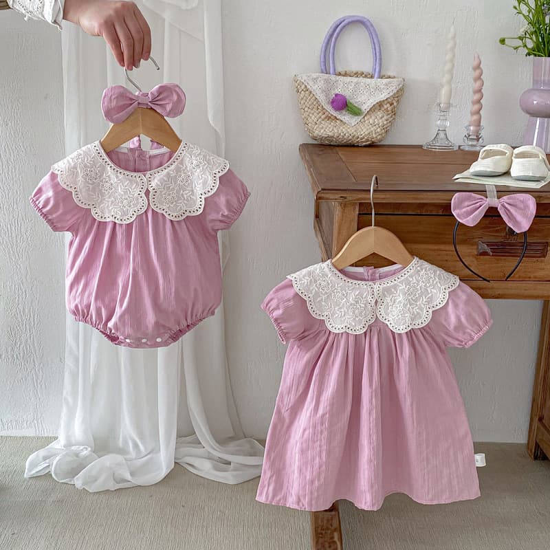 2026 novo estilo roupas de verão roupas de bebê meninas vestido de manga curta bebê menina roxo flor colarinho roupas de