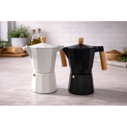 Cafeteira Italiana Alumínio Cabo Madeira Faz 6 Xícaras Café Expresso 300ml Sortida Café Rápido Sortida