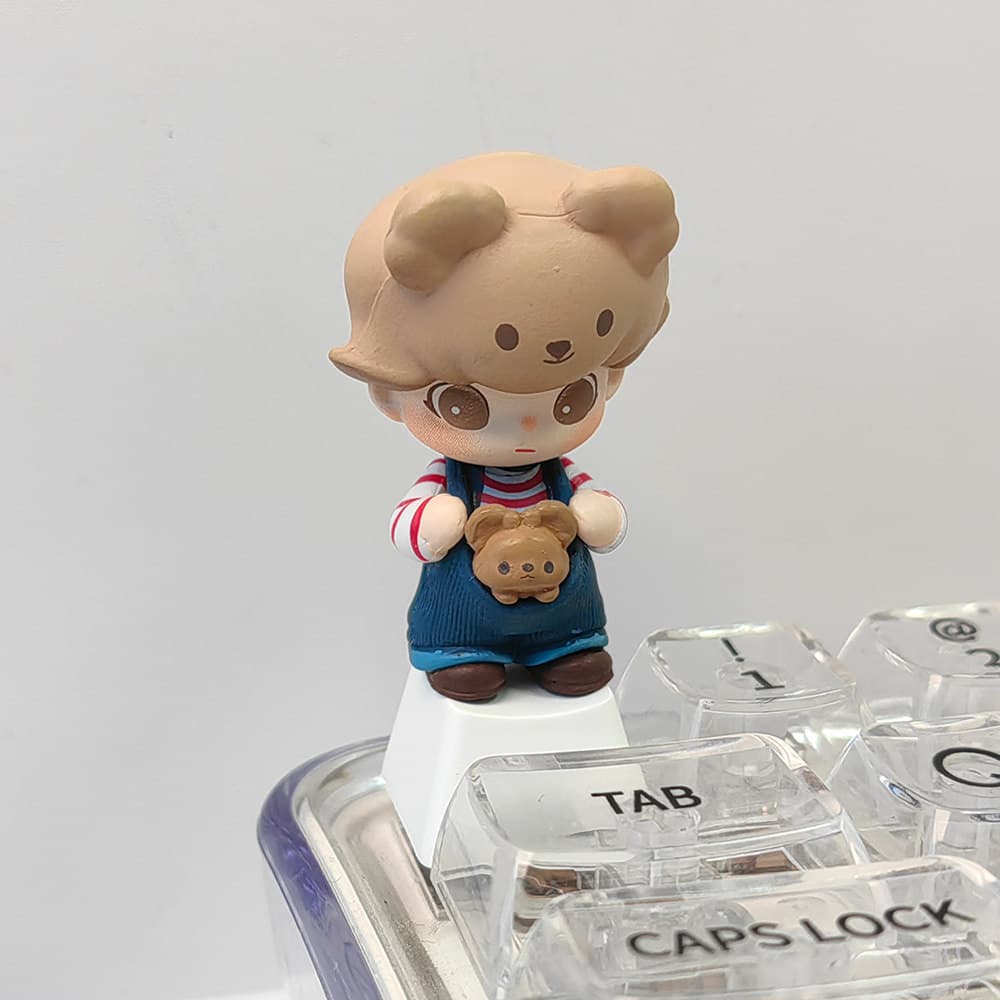 Dimoo Keycap bonito grão Erchuang modificado boneca teclado mecânico ornamento tridimensional DIY artesanal teclado boné