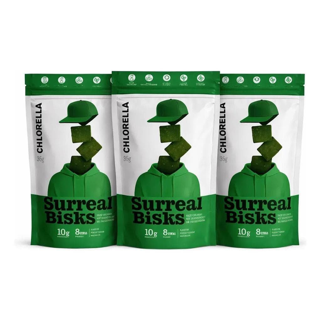 Kit 3 Snacks Surreal Bisks Chlorella 35g Vegano Sem Glúten Snack Saudável Natural Fit Crocante