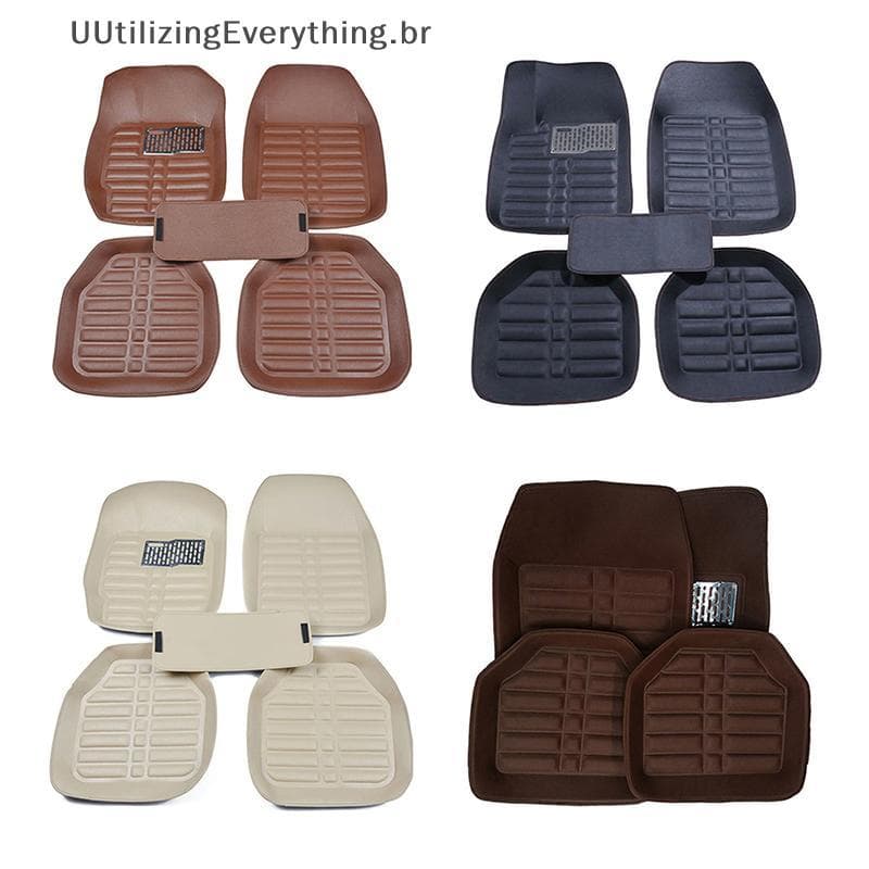 Conjunto De Tapetes De Carro De Couro Premium UUTIL 5 Peças Para Espanador , Acessórios Universais Carpetes Automotivos