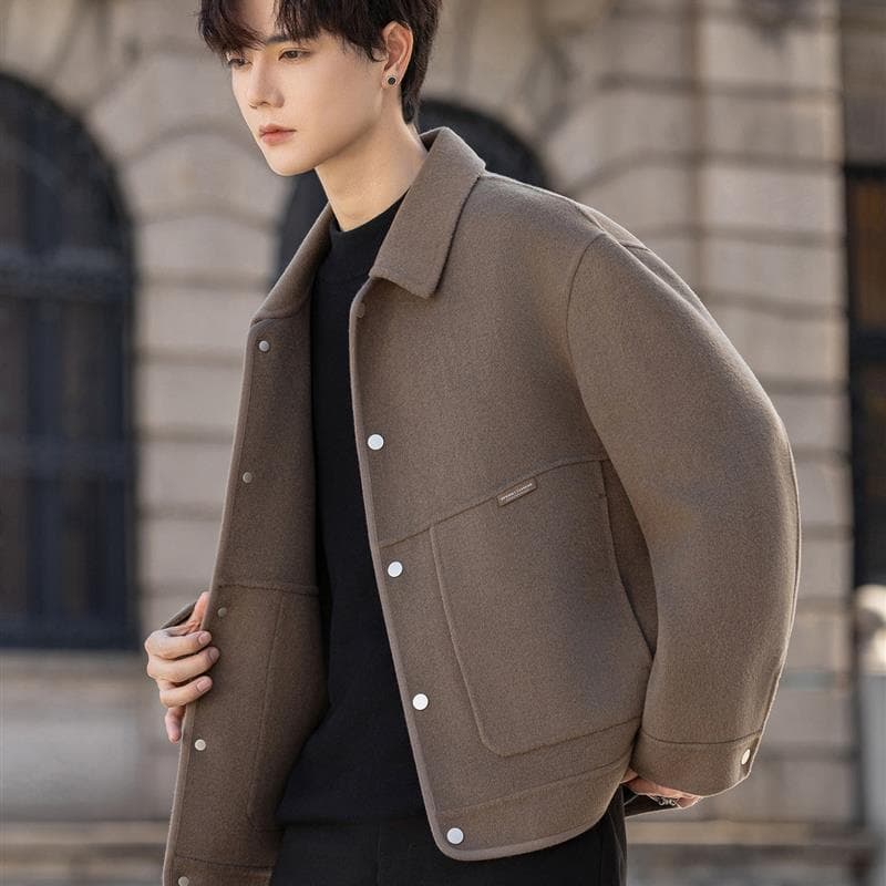 Jaqueta masculina de lã curta de alta qualidade primavera outono nova jaqueta masculina de lã moda Casual Design jaqueta
