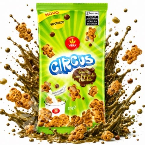 Biscoitos Circus Vieira Com Pepitas de Chocolate 125g - Importado Portugal