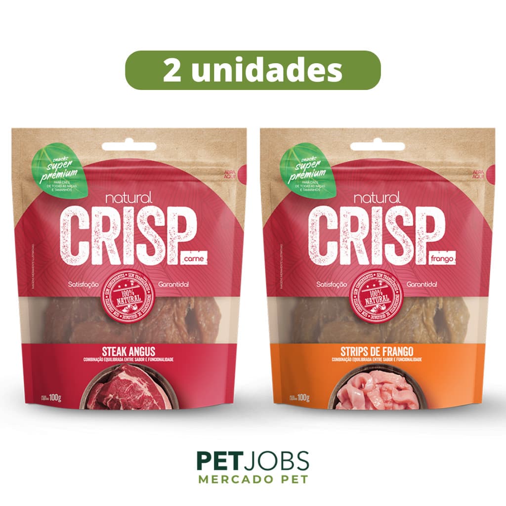 2 Natural Crisp 100g - Snack Saudavel Super Premium Natural 100% carne KIT2